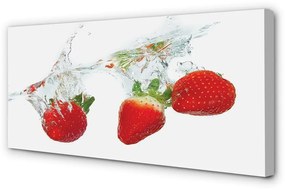 Canvas képek Víz eper fehér háttér 140x70 cm