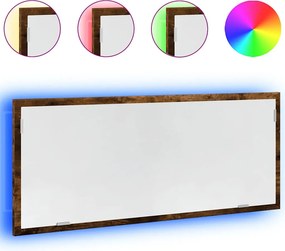 vidaXL füstös tölgy szerelt fa LED-es fürdőszobatükör 100x8,5x37 cm