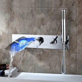 LED-es fali kádcsaptelep EYN SAK9671 vízeséses kifolyóval, többféle színű felülettel
