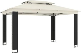 vidaXL krémszínű acél dupla tetős pavilon 3,94 x 2,96 m