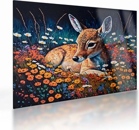 Üveg kép - Festett szarvas (70x50 cm)