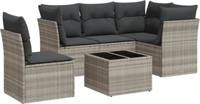 vidaXL 6 részes világosszürke polyrattan kerti ülőgarnitúra párnákkal