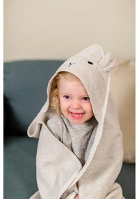 Szürke pamut kapucnis gyerek törölköző 76x76 cm Rabbit – Kindsgut