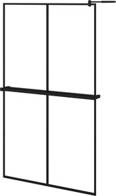 vidaXL fekete ESG üveg és alumínium zuhanyfal polccal 118 x 190 cm