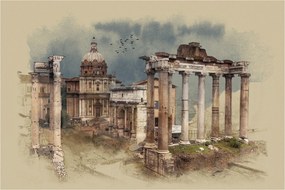 Kép - Forum Romanum, Róma, Olaszország (90x60 cm)