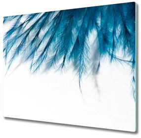 Üveg vágódeszka kék tollak 60x52 cm