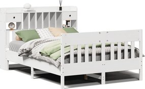 vidaXL fehér tömör fenyőfa ágy matrac nélkül 140x190 cm