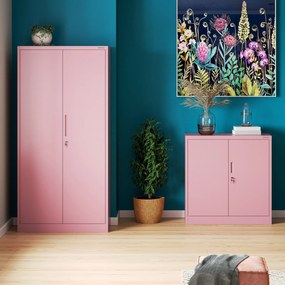 Alacsony fém irattartó szekrény BEATA, 900 x 930 x 400 mm, Fresh Style: púderrózsaszín