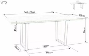 Vito bővíthető étkezőasztal tölgy 140-180cm