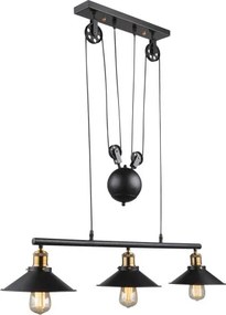 Globo 15053-3 Függeszték fekete,állítható magsság, 90-180 cm, LxBxH:920x220x1800, exkl. 3xE27 60W 230V