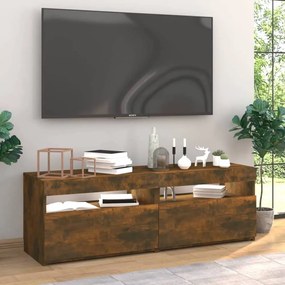 2 db barna tölgyszínű tv-szekrény led-ekkel 60 x 35 x 40 cm