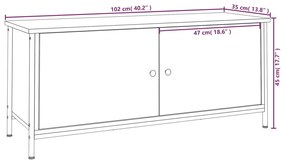 füstös tölgy színű szerelt fa TV-szekrény ajtókkal 102x35x45 cm
