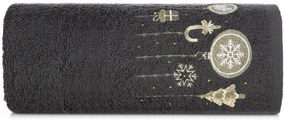 Pamut karácsonyi törölköző karácsonyi díszekkel fekete Szélesség: 70 cm | Hossz: 140 cm