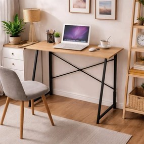 Összecsukható íróasztal / számítógépasztal 100×46 cm, masszív fém vázzal, fekete–aranytölgy – Intenso Home