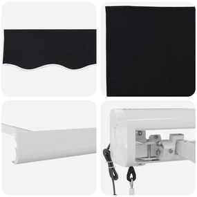 Fekete 300x250 cm automatikus behúzható napellenző