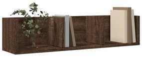 2 db barna tölgyszínű szerelt fa faliszekrény 75x18x16,5 cm