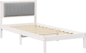 vidaXL Ágykeret Kárpitozott Fejtámlával Világosszürke 90 x 200 cm