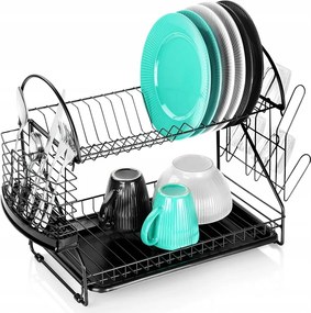 Edényszárító Kétszintes 53 cm Fekete Loft Csepegtető Vilde