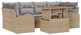vidaXL Kerti Kanapé Szett tárolóval 7 pcs Bézs Poli rattan