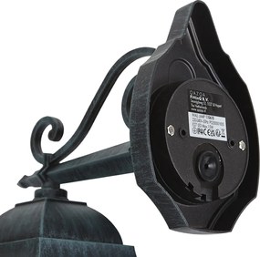 Vintage kültéri fali lámpa fekete antik zöld IP44 - Antigua Down