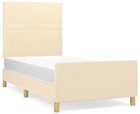 krémszínű szövet ágykeret matrac nélkül 90x200 cm
