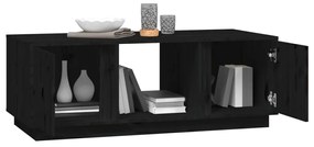 Fekete tömör fenyőfa dohányzóasztal 110x50x40 cm