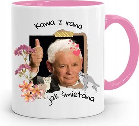 Rózsaszín Vicces Bögre Jaroslaw Kaczynski fényképes nyomattal