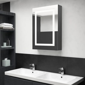 szürke LED-es tükrös fürdőszobaszekrény 50 x 13 x 70 cm