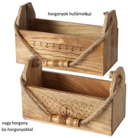 Mangófa tárolóláda horgonyos, kötél fogóval, 2 részes, 17x22x35cm/13x17x28cm