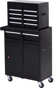 DURHAND Műhely Szerszám Szekrény 5 Fiókkal, 360°-os Kerekekkel, Fém, 60 x 28 x 104,5 cm | Aosom