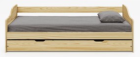 Ágy kihúzható pótággyal, természetes, tömörfa, 90x200, LAURA NEW