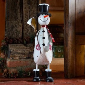 Karácsonyi hóember figura seprűvel 60 cm
