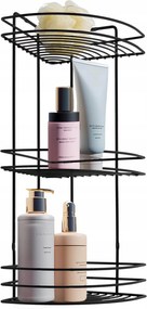 Fekete Sarokpolc 3 Szintes Konyhába Fürdőszobába Csavaros Rögzítéssel, Tartós