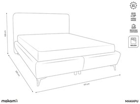 Zöld kárpitozott ágyneműtartós franciaágy ágyráccsal 160x200 cm Makapu – Makamii