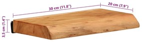 2 darab tömör akácfa fali polc 30 x 20 x 3,5 cm