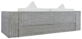 szürke 2 részes természetes rattan kanapészett párnákkal