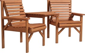 Outsunny 3 részes perzselt fenyő bistro garnitúra — léces kialakítás, napernyő-nyílás, erkélyi kültéri ülés | Aosom