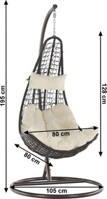 Függő fotel, barna / krém, KALEA 2 NEW