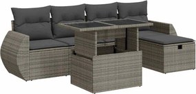 vidaXL 6 részes szürke polyrattan kerti ülőgarnitúra párnákkal