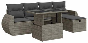 vidaXL 6 részes szürke polyrattan kerti ülőgarnitúra párnákkal