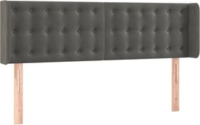 vidaXL sötétszürke bársony fejtámla szárnyakkal 147x16x78/88 cm
