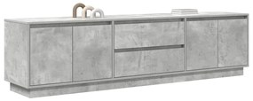 betonszürke TV-szekrény LED lámpákkal 193,5x41x50 cm