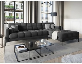 Bali sötétszürke bársony sarokkanapé, jobb oldali - Cosmopolitan Design