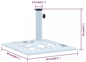 fehér öntöttvas napernyőtalp 12 kg 49 cm