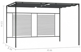 antracitszürke pavilon behúzható tetővel 3 x 4 x 2,3 m 180 g/m²