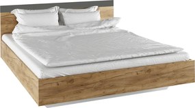 Dupla ágy, 160x200, tölgy artisan/grafit, GABRIELA