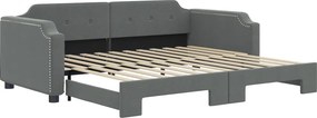 vidaXL sötétszürke kihúzható szövet heverő 90 x 200 cm