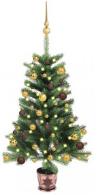 Zöld műkarácsonyfa LED-ekkel és gömbszettel 90 cm