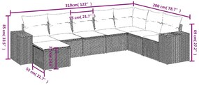 8 részes szürke polyrattan kerti ülőgarnitúra párnákkal