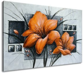 Gario Kézzel festett kép Gyönyöru narancsárga pipacsok Méret: 120 x 80 cm